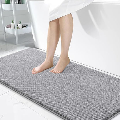 OLANLY Memory Foam Bathroom Runner Rug 50x30, Absorbent Long Bath Mat, Grey | Soft Quick Dry Bath Rugs, Non-Slip Carpet, Machine Washable Mat for Bathroom Floor, Tub and Shower, Home Decor Accessories