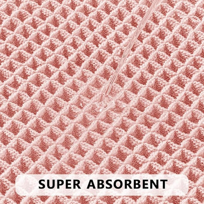 MIULEE Set of 2 Waffle Bathroom Rugs Boho Bath Mat Pink 18x30 Inch | Non Slip, Super Absorbent, Washable, Ultra Soft, Rubber Backed Bath Rugs for Bathroom Floor Tub Shower
