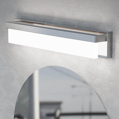 LED Bathroom Vanity Light Fixture Over Mirror 24.4 inch Modern Rectangle Finishing Bath Vanity Lighting Bar 4000K Daylight Wall Sconce (Chrome)
