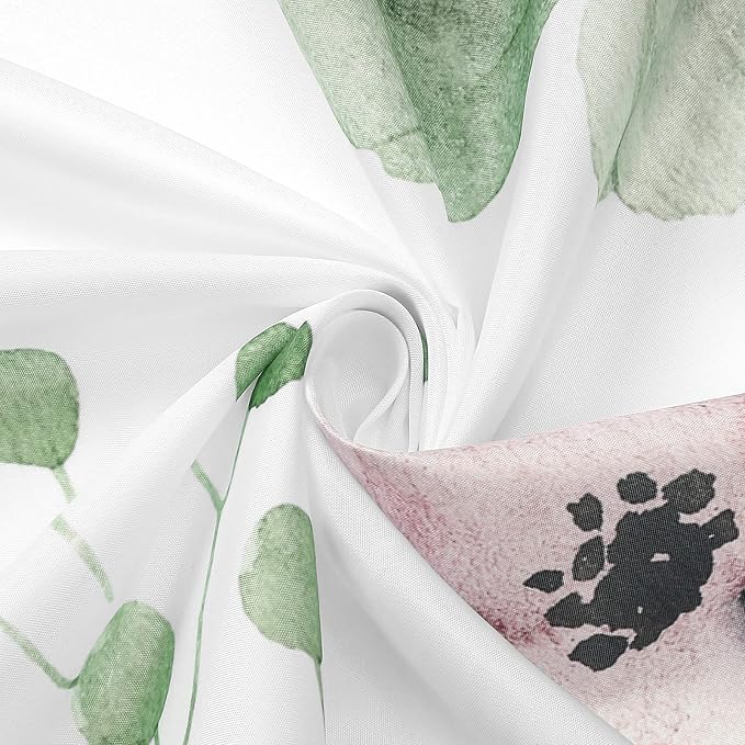 Sage Green Beige Watercolor Floral Fabric Shower Curtain, 72x90 | Waterproof Fabric, Modern Minimalist Floral Print, Machine Washable, Rustproof Grommets, for Bathroom Home, Extra Long