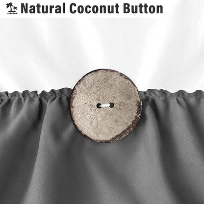 Seasonwood White and Gray Shower Curtain 72 x 72 with Nature Buttons Shabby Chic Shower Curtain French Country Style Modern Farmhouse Shower Curtains 72" x 72", Grey and White