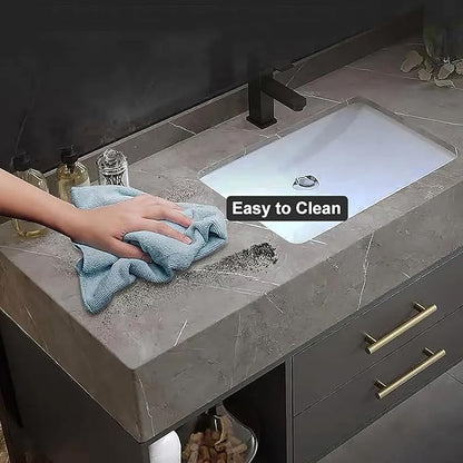 KunMai 35.4" Black Floating Bathroom Vanity with Sink – Modern Wall Mounted Bathroom Cabinet with Sintered Stone Countertop, Soft-Close Drawers, Space-Saving Vanity for Small Bathrooms