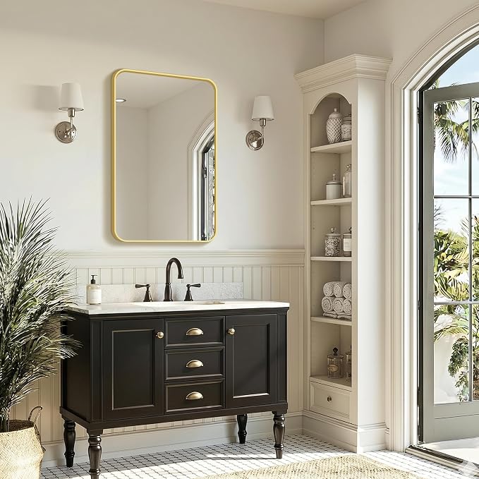 FICTOR Bathroom Mirror for Over Sink, 20"x30" Vanity Mirror for Wall, Gold | Shatterproof Tempered Glass, Anti-Rust Frame, Vertical/Horizontal Mounting, Wall Mirror for Bedroom, Living Room, Entryway
