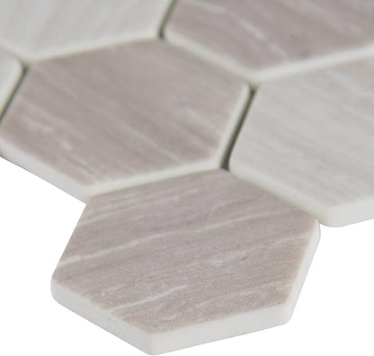 MSI Silva Oak Hexagon Glass Tile for Kitchen Backsplash, Wall Tile for Bathroom, Accent Wall Tile, and Shower Wall Tile, 12.75 in. x 11.02 in. Mesh-Mounted Mosaic Tile (14.70 sq. ft. / case)