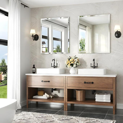 30x36 Inch Bathroom Mirrors for Over Sink, Frameless Mirrors for Wall | Beveled Bathroom Mirror, Bathroom Vanity Mirror for Bedroom Living Room Entryway Home Decor