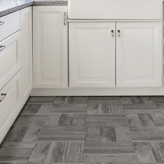FloorPops FP3292 Vanleer Peel & Stick Floor Tiles, Grey