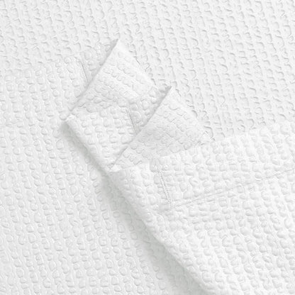 White Stall Shower Curtain 48X72 inch, Embossed Textured Fabric Shower Curtain for Bathroom - Soft Cloth & Hotel Spa, Water Repellent, Machine Washable Bathroom Curtain