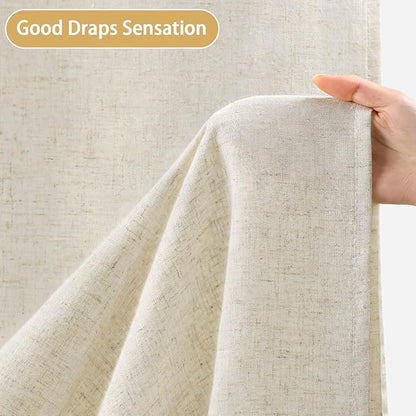Linen Shower Curtain Flax Cream, Fabric Boho Farmhouse Shower Curtains for Bathroom Cream Cotton Natural Cloth Liner Set 48" W x 72" L