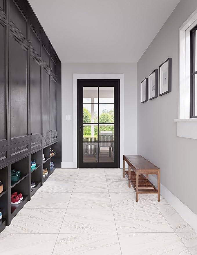 Daltile Perpetuo 24" X 24" Porcelain Marble Look Floor Tile in Matte Timeless White (4 pieces per carton) (15.20 sqft per carton)