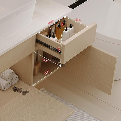 31.5" Bathroom Vanity with Counter Top Sink Combo, Wall Mounted Bathroom Cabinet with Ceramic Vessel Sink, 2 Soft Close Cabinet Doors & Drawer, Floating Modern Bath Vanity for Small Space