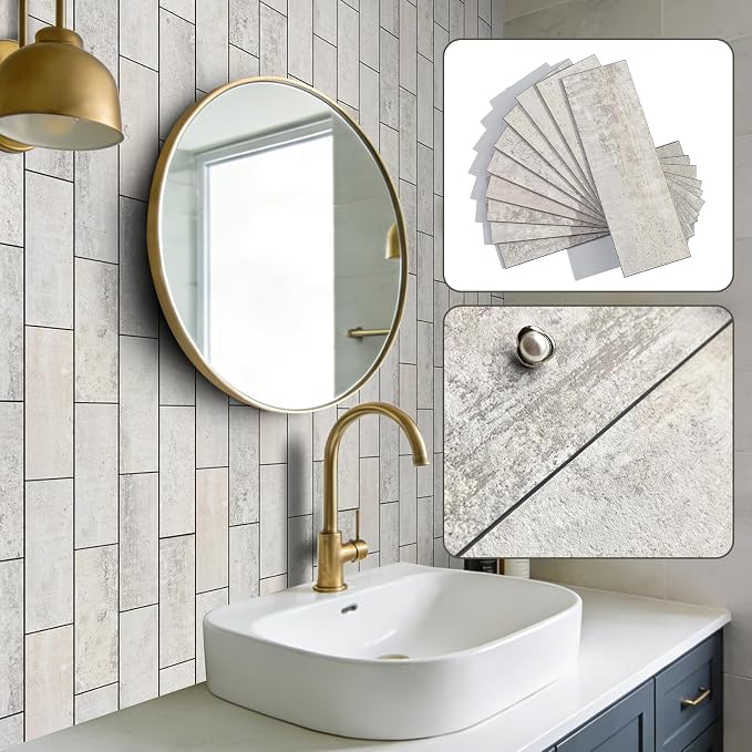 Tilingview 30 PCS Peel and Stick Backsplash Tile for Kitchen/Bathroom/Living Room, 3"x 9" Self-Adhesive Subway Tile for Backsplash, Matte Textures Tiles/Handmade Tiles (Sand Color)