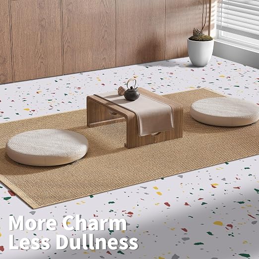 Art3d 30-Pack Peel and Stick Vinyl Floor Tiles, 12 x 12 in, Modern Terrazzo