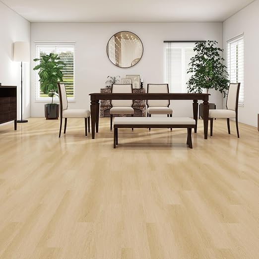 MULGREAT Peel and Stick Floor Tile, 54 Sq.Ft Waterproof Vinyl Flooring, 36 Pieces Wood-Look Self Adhesive Luxury Vinyl Plank Flooring for DIY Bathroom Laundry Bedroom RV Kitchen (Creamy Oak)
