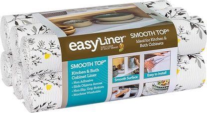 Smooth Top EasyLiner for Cabinets & Drawers - Easy to Install & Cut to Fit - Shelf Paper & Kitchen Drawer Liner Non Adhesive - Non Slip Shelf Liner - 12 Inch Width - 60 Total Feet - Dark Gray Branch