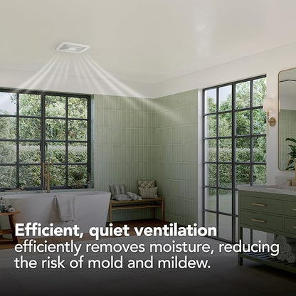 QT Series Very Quiet 80 CFM Ceiling Bathroom Exhaust Fan, .4 Sones, ENERGY STAR Certified