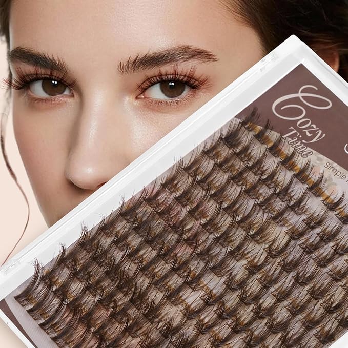 JMS&JMS Brown Lash Cluster Natural Look Brown Eyelashes for Daily Makeup | CC Curl 8-18MIX Brown False Eyelashes Wispy Brown Strip Lashes at Home