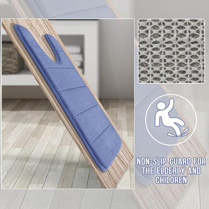 Yimobra Memory Foam Toilet Bath Mat U-Shaped, Soft and Comfortable, Super Water Absorption, Non-Slip, Thick, Machine Wash and Easier to Dry for Bathroom Commode Contour Rug, 24 X 20 Inches, Navy Blue
