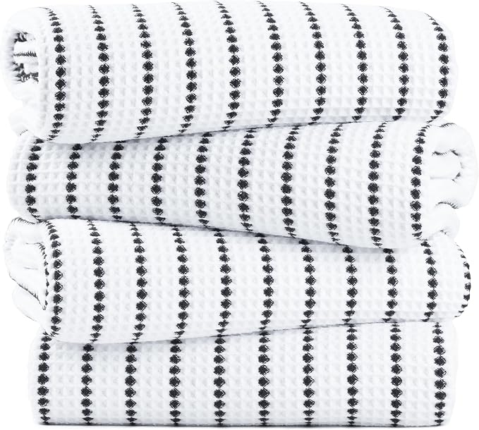 POLYTE 430 GSM Poly Blend Microfiber Quick Dry Waffle Bath Towel, 30x60 in | 4 Pack, Oversize, Lint Free, Body Towel