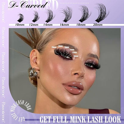 Lash Clusters Full 80D Individual Lashes Cluster Eyelash Extensions 10-20mm Mix Eyelash Clusters 240pcs Lash Extension for Self Application (Mink 80D, 0.07D, 10-20mm)