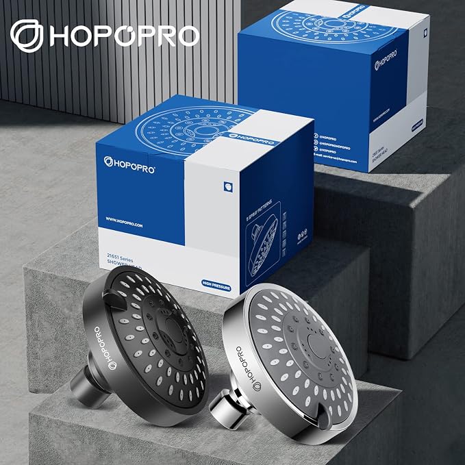 HOPOPRO 5-Mode High Pressure Shower Head - The Washington Post, NBC News, Today TV Show Recommended - High Flow Fixed Showerheads (4 Inch Matte Black)