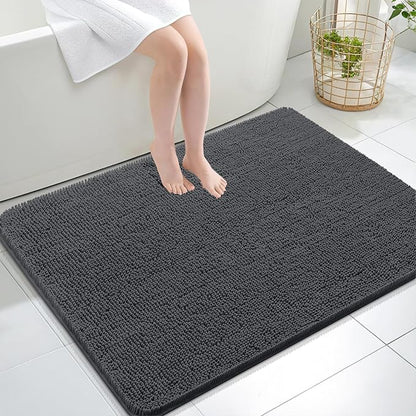 OLANLY Large Bathroom Rugs 40x32, Extra Soft Absorbent Chenille Bath Rugs | Dark Grey, Quick-Drying Rubber Backing, Machine Washable Bath Mat for Bathroom Floor, Tub and Shower, Home Decor Accessories