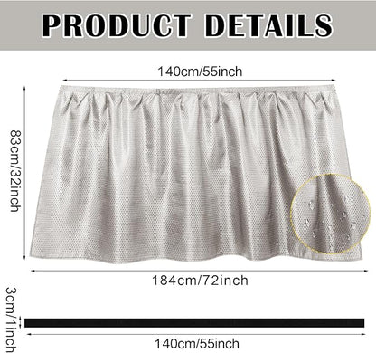 Fabric Sink Skirt Diamond Bathroom Stitch Self Stick Adhesive Waterproof Fabric Under Sink Curtain Skirt 55 x 32 Inch Adds Bathroom Storage(Silver Gray,Classic Style)