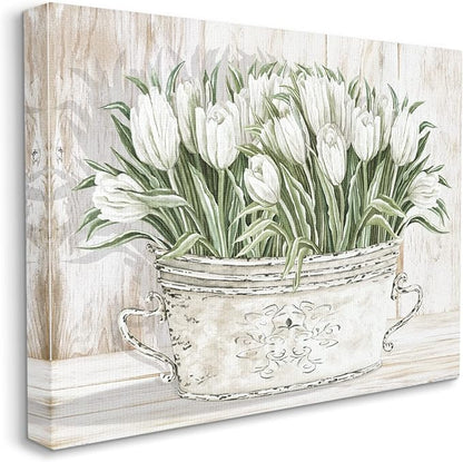 'Fresh White Tulip Flowers Vintage'| Canvas Art | Stupell Industries | 30 x 24 Inches, Easy to Hang and Sturdy, Made in USA, by Cindy Jacobs