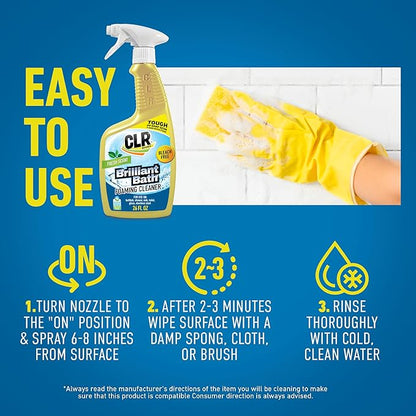 CLR Brilliant Bath Foaming Bathroom Cleaner Spray - Dissolves Calcium, Lime, and Soap Scum - Fresh Scent, 26 Ounce Bottle (Pack of 4)