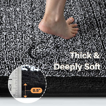Bathroom Rugs 40x24 Non Slip Washable, Black Bath Mat for Bathroom Floor Tub, Soft Absorbent Quick Dry Mats for Shower, Bathtub,Home Decor