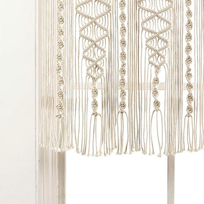 Lush Decor Boho Macrame Textured Cotton Valance, 40" W x 30" L, Neutral - Boho Kitchen Curtains & Wall Decor - Macrame Valance - Bathroom Window Curtains