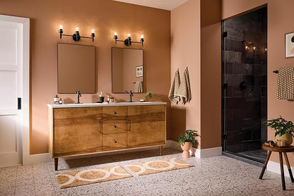 Kichler Madden 3-Light Vanity with Clear Glass in Black, Sloped Ceiling Compatible, for Single Vanity in Bathroom (10.5" x 24"), 55185BK