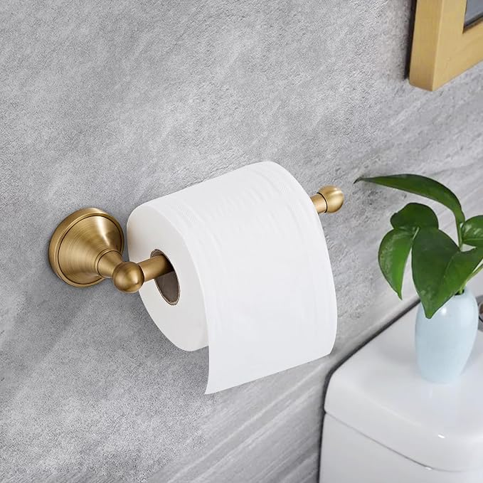 Antique Brass Toilet Paper Holder Hand Towel Ring, Brass Bathroom Accessories Set Towel Holder Toilet Paper Roll Holder, Antique Farmhouse Bathroom Hardware 2 Pieces Set Wall Mount Stainless Steel