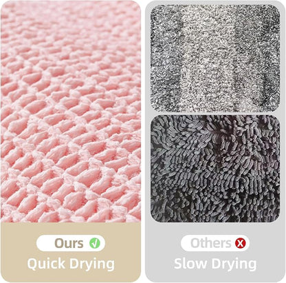 TYUU Waffle Runner Rug Bathroom, Long Cute Bath Mat 72x24 Light Peachy Pink | Super Absorbent Quick Dry Bath Rug, Non-Slip Backing, Soft Waffle Washable Farmhouse Bathroom Mats, Tub, Shower & Home Decor