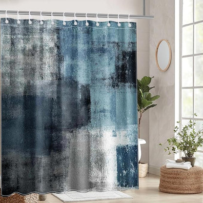 Mocsicka Abstract Shower Curtain Grey Abstract Art Painting Shower Curtain Bathroom Bathtub Curtain 72x72 Inch with 12 Hooks (Blue)