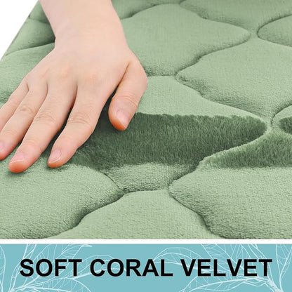OLANLY Memory Foam Bath Mat Rug 59x24, Ultra Soft and Absorbent Bathroom Rugs, Non-Slip, Comfortable, Machine Washable Bath Carpet for Bathroom Floor, Tub Shower and Home Decor Accessories, Sage Green