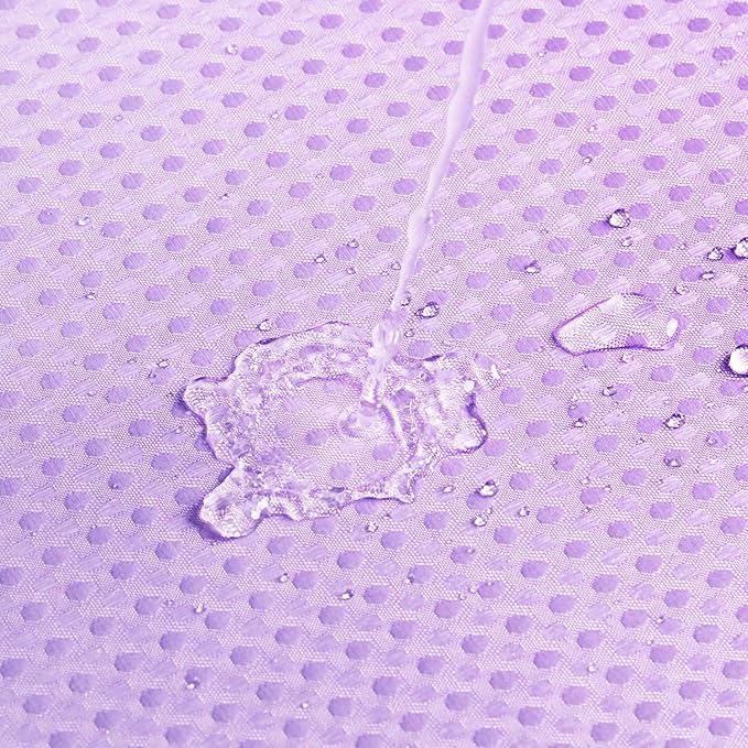 MitoVilla Purple Ombre Waffle Small Stall Shower Curtain 36 x 72, Half Size Fabric Narrow Shower Curtains for Bathroom Decor, 36 inch Weighted Shower Curtain Set with Plastic Hooks