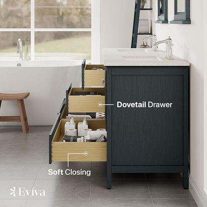 Eviva Britney 72 in. Ash Blue Double Sink Bath Vanity with Carrara Quartz Top and Undermount Porcelain Sinks