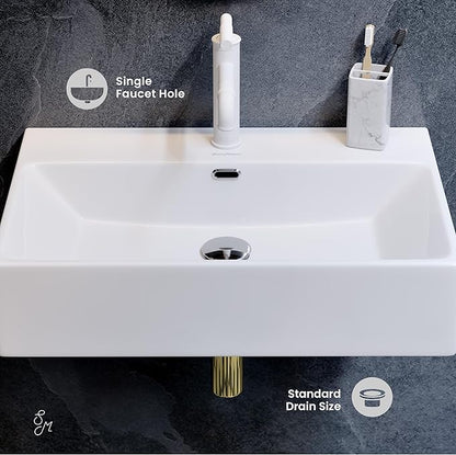 Claire 24” Rectangle Wall-Mount Bathroom Sink
