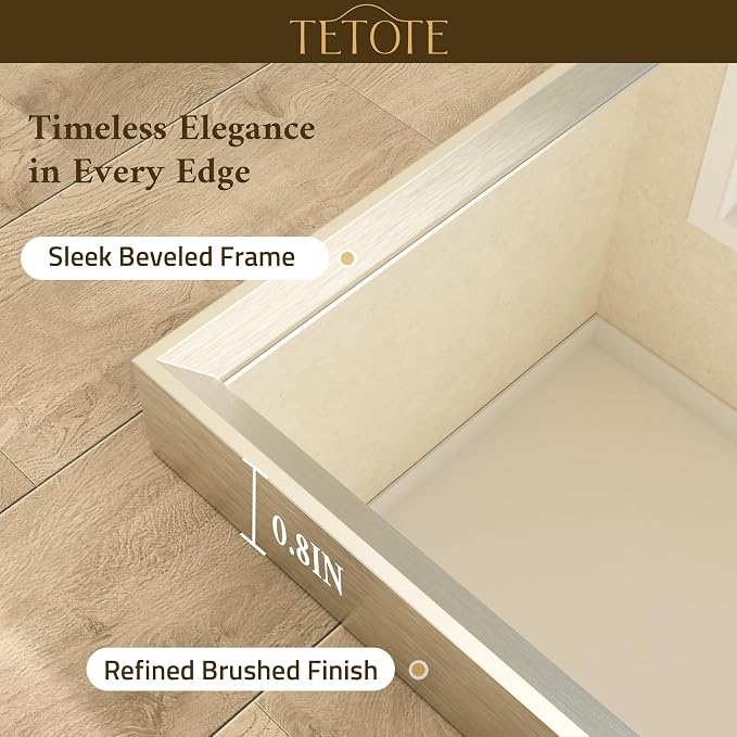 Brushed Nickel Mirror 22" x 30" Rectangle Beveled Frame Bathroom Vanity Mirror for Over Sink Brushed Nickel, Tempered Glass, Stronger Frame, Modern Farmhouse Bedroom, Entryway