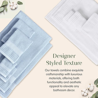 2 Pack Oversized Bath Towels 100% Cotton | Blue Towels | Oeko‑TEX Standard 100 | Soft & Absorbent, Quick‑Dry | Trinity Collection - Chambray Blue