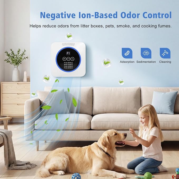 Cat Litter Deodorizer for Litter Box, Ionizer Air Purifier for Pet Odor Eliminator, Helps Reduce Cat Litter Smell & Pet Odors, Quiet Odor Control for Bathroom, Kitchen, Bedroom & Small Spaces(1)