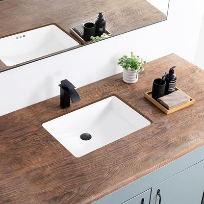 24 Inch Undermount Bathroom Sink White Ceramic Rectangular Under Counter Bathroom Sink for Cabinet Porcelain Vanity Sinks,Overflow Type (23.8"x16.3")