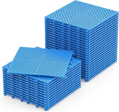 36-Pcs Interlocking Tile, Indoor/Outdoor Drainage Interlocking Floor Tiles 11.8" x 11.8", Anti-Slip Waterproof Soft PVC Splicing Flooring Tile for Garage Patio Pool Bathroom, Blue