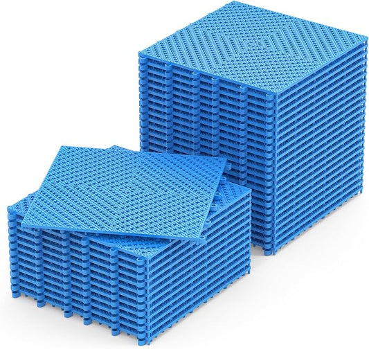 36-Pcs Interlocking Tile, Indoor/Outdoor Drainage Interlocking Floor Tiles 11.8" x 11.8", Anti-Slip Waterproof Soft PVC Splicing Flooring Tile for Garage Patio Pool Bathroom, Blue