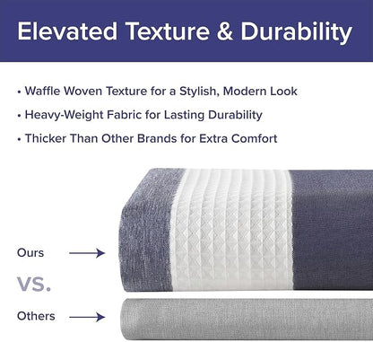 Madison Park Standard Shower Curtain for Bathroom, Blue Ombre, 72" x 72" | Ariana Ombre Cozy, Spa Quality Modern Waffle Weave Contemporary, 3M Scotchgard Treatment, Machine Washable