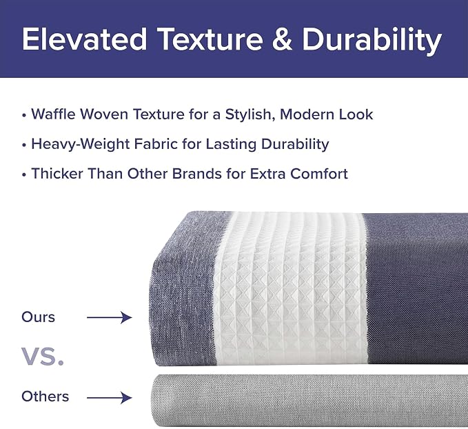 Madison Park Long Shower Curtain for Bathroom, Blue Ombre, 72" x 78" | Ariana Ombre Cozy, Spa Quality Modern Waffle Weave Contemporary, 3M Scotchgard Treatment, Machine Washable
