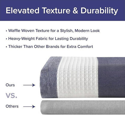Madison Park Extra Wide Shower Curtain for Bathroom, Blue Ombre 108" x 72" | Ariana Ombre Cozy, Spa Quality Modern Waffle Weave Contemporary, 3M Scotchgard Treatment, Machine Washable