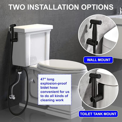 Handheld Bidet Sprayer for Toilet, Stainless Steel Baby Cloth Diaper Sprayer Kit, Bathroom Toilet Bidet Attachment Set for Bathing Pets Feminine Hygiene, Matte Black BDS01-7