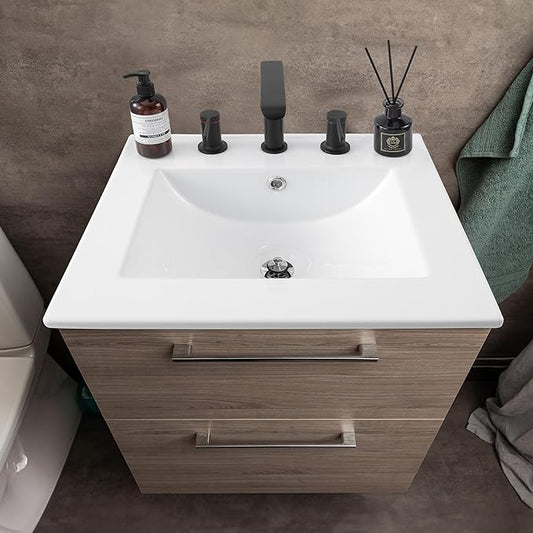 JONATHAN Y SNK1000A Ancillary 3-Hole 20 in. W x 18.25 in. D Classic Contemporary Rectangular Ceramic Single Sink Basin Vanity Top, White