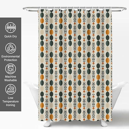 Neutral Boho Shower Curtains for Bathroom,Bohemia Brown Dot Bath Curtain,Mid Century Modern Shower Curtains Waterproof Polyester Bathroom Decor Accessories,72x72 in